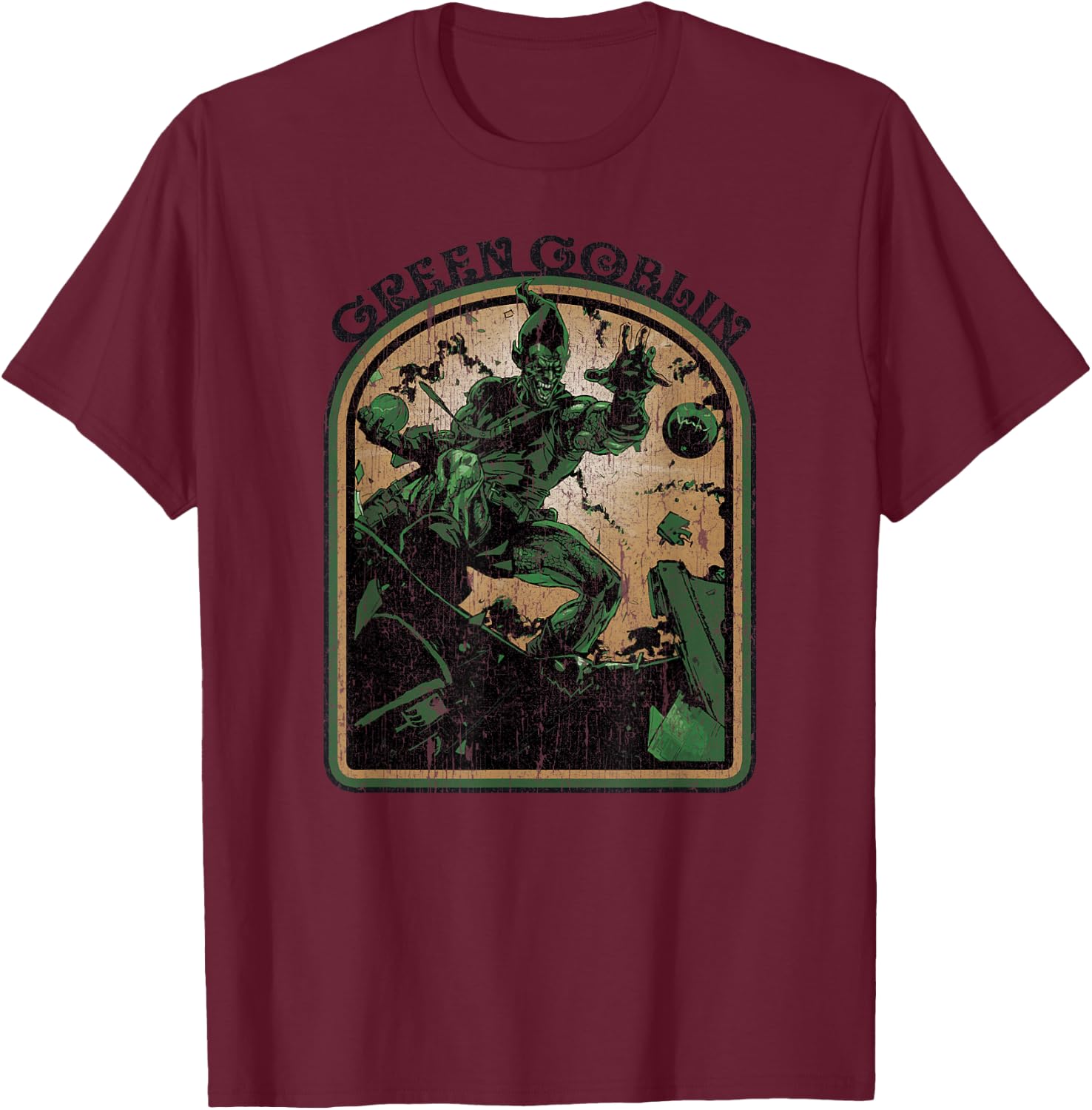Marvel Comics Retro Green Goblin Vintage Villain T-Shirt - T-Shirt | Maroon