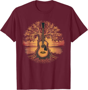 Guitar Lake Music Guitar Lover Guitar T-Shirt - T-Shirt | Maroon