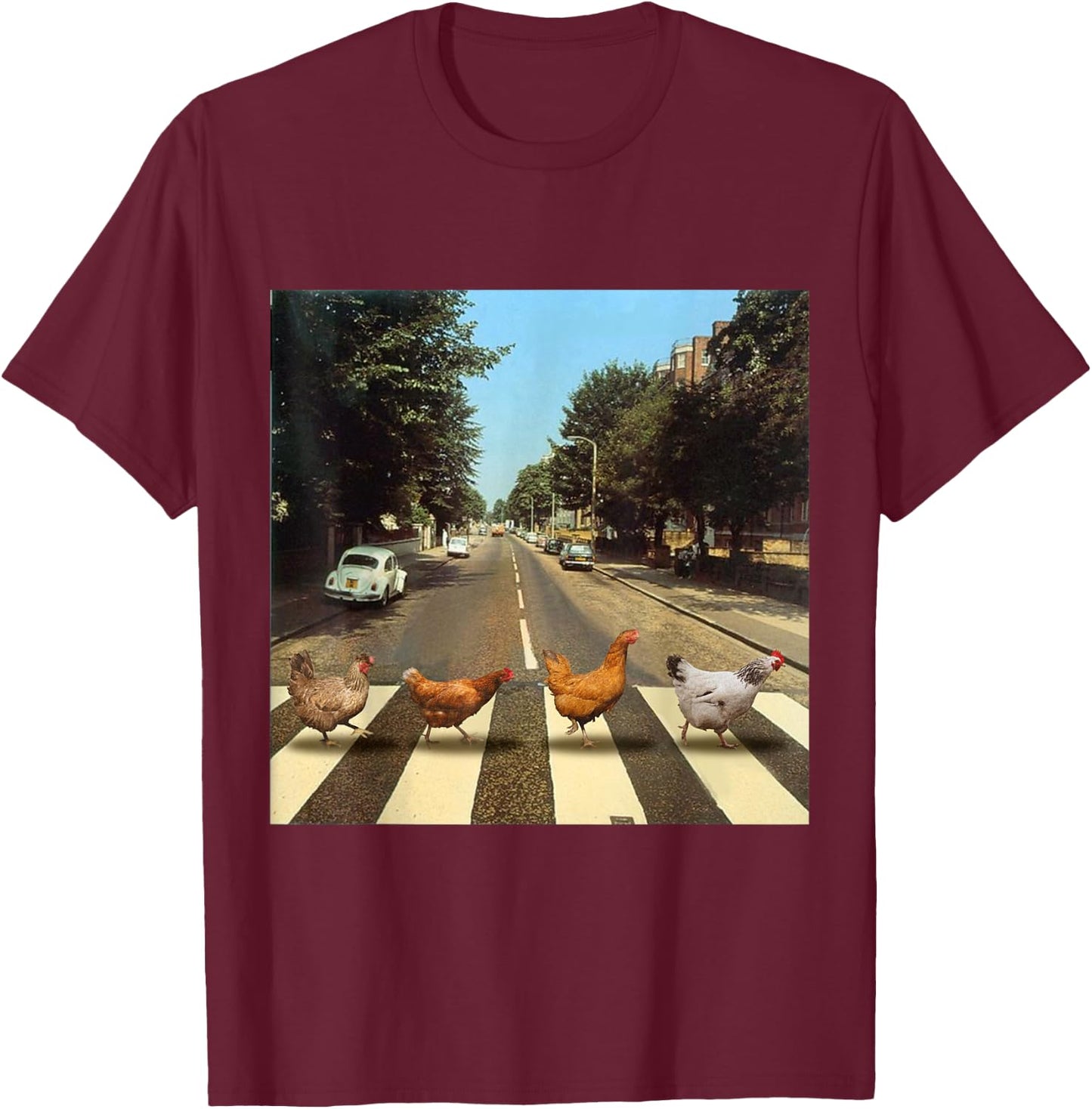 Chickens Crossing Road Parody Chicken Lover T-Shirt - T-Shirt | Maroon