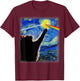Cat Rock Music Cat Starry Night Van Gogh Art Funny Cat Gifts Women Kids T-Shirt - T-Shirt | Maroon