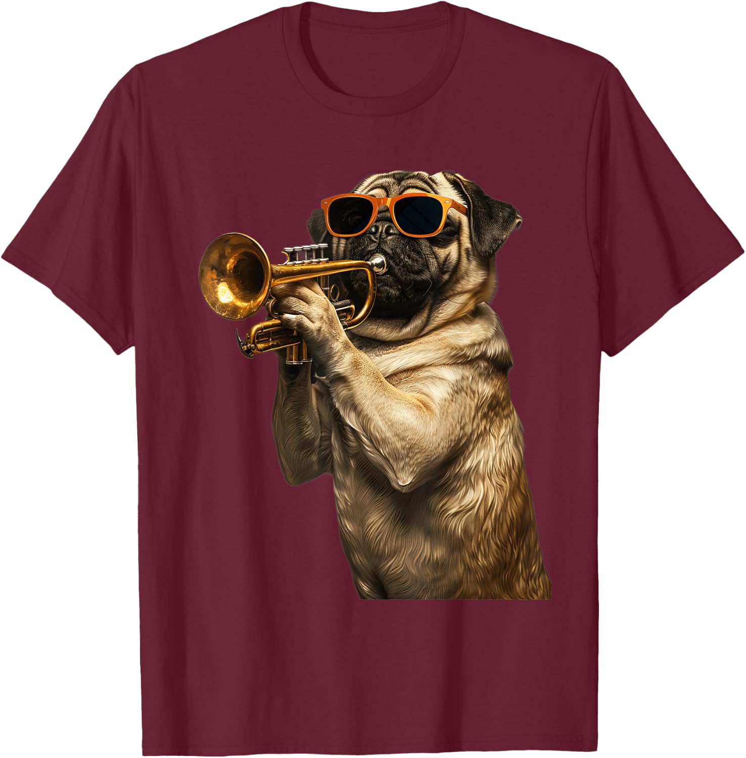 Pug Trumpet T-Shirt - T-Shirt | Maroon