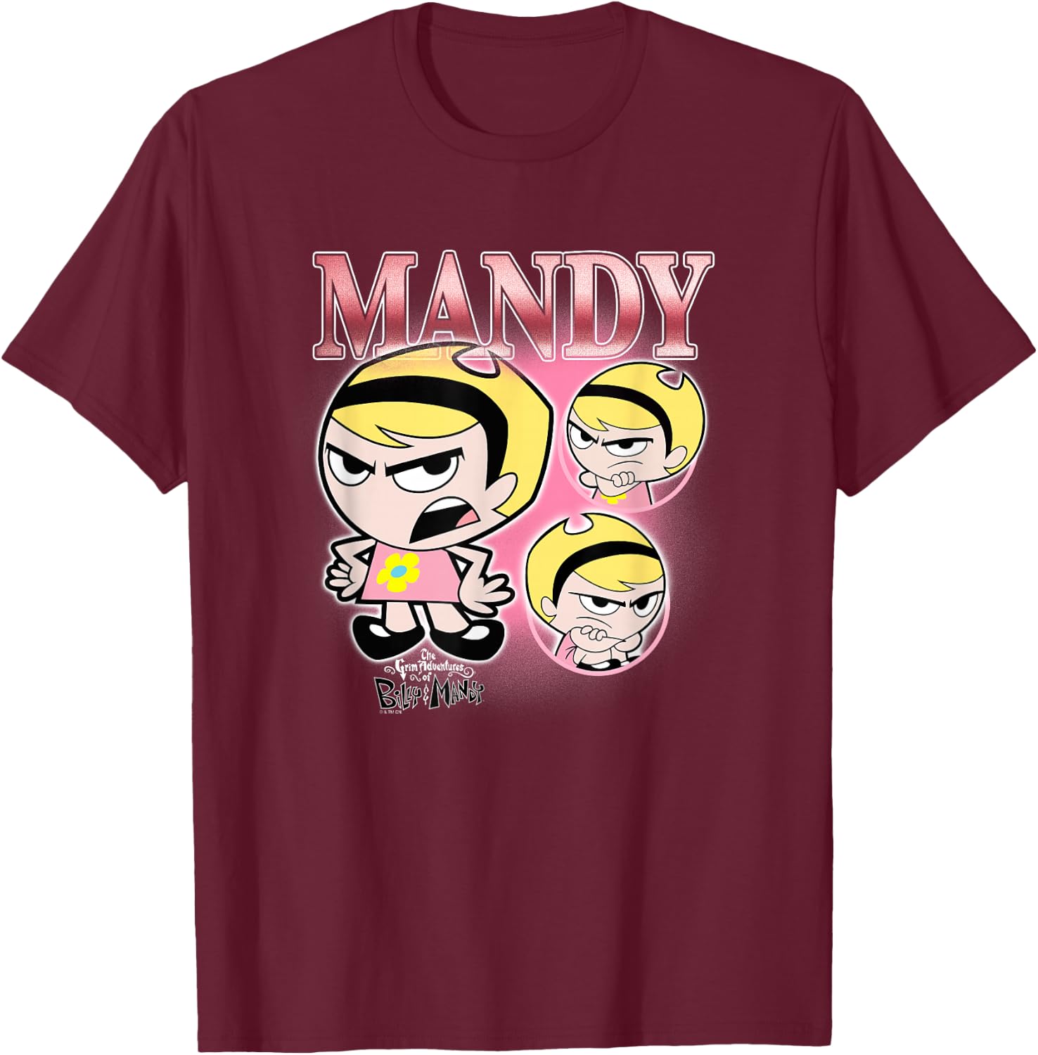 The Grim Adventures of Billy and Mandy Retro Mandy Montage T-Shirt - T-Shirt | Maroon