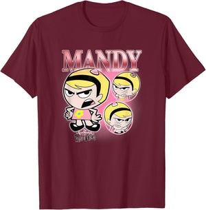 The Grim Adventures of Billy and Mandy Retro Mandy Montage T-Shirt - T-Shirt | Maroon