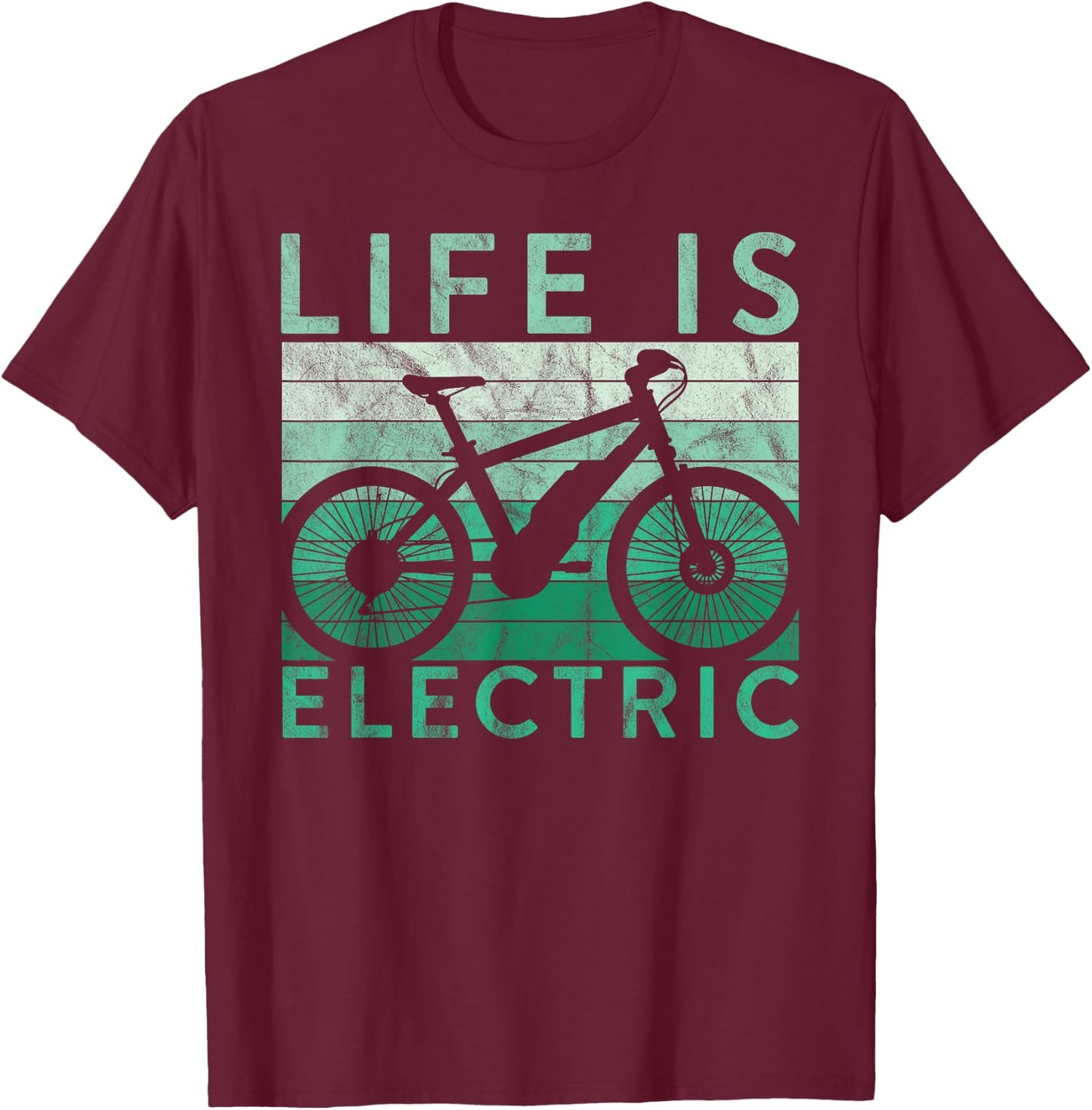 Life Is Electric E-Bike Electric Cycling T-Shirt - T-Shirt | Maroon