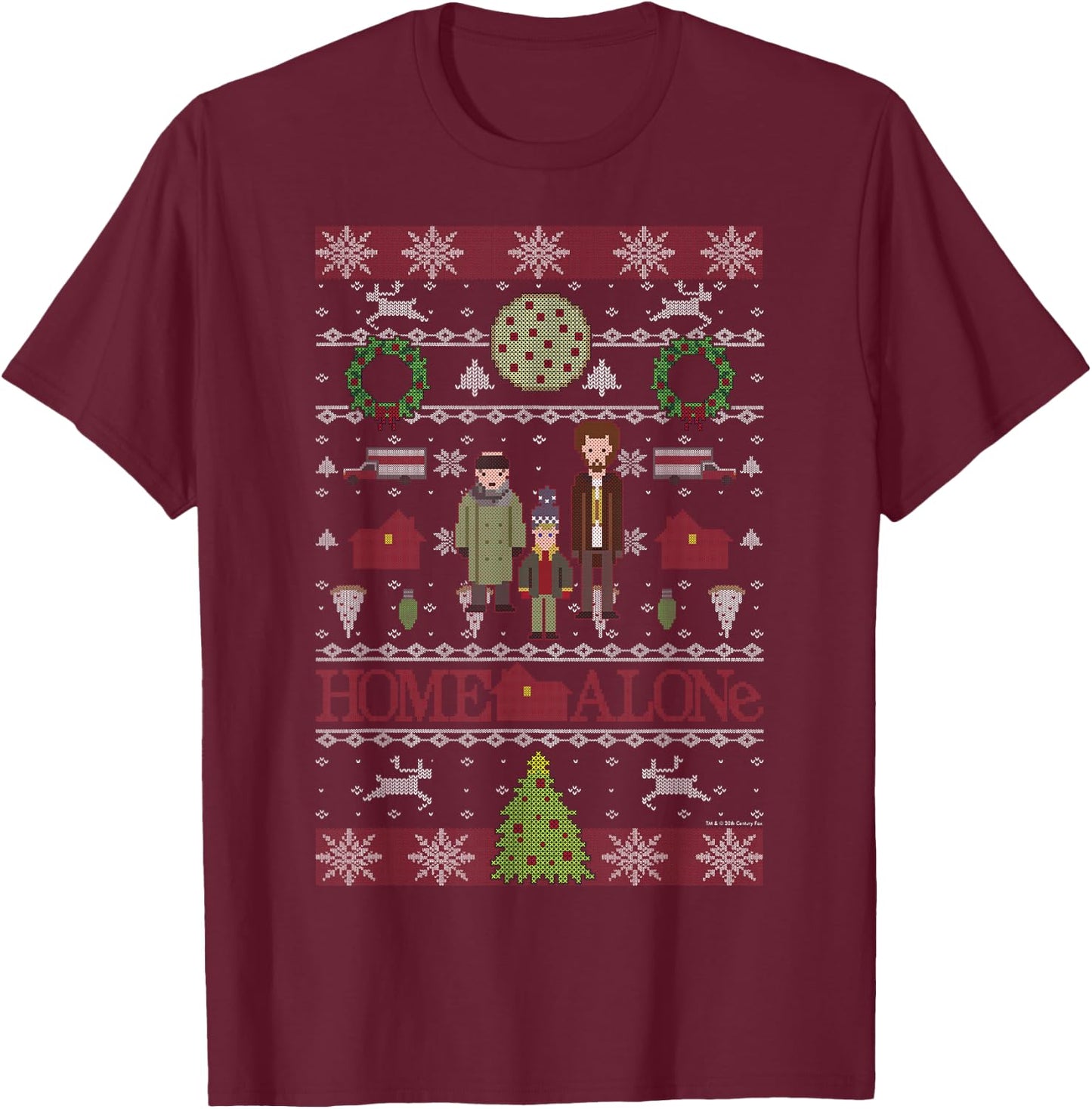Home Alone Christmas The Wet Bandits Ugly Sweater T-Shirt - T-Shirt | Maroon