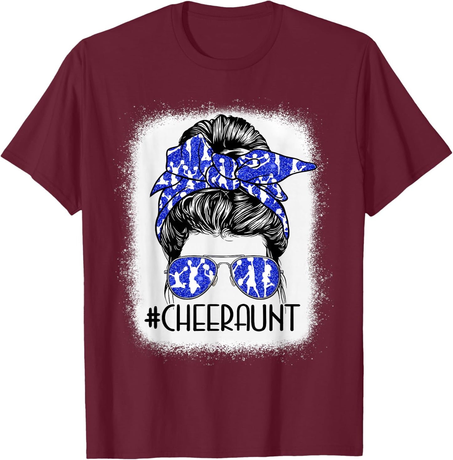 Messy Bun Cheer Aunt Cheerleader Mom Mothers Day Women T-Shirt - T-Shirt | Maroon