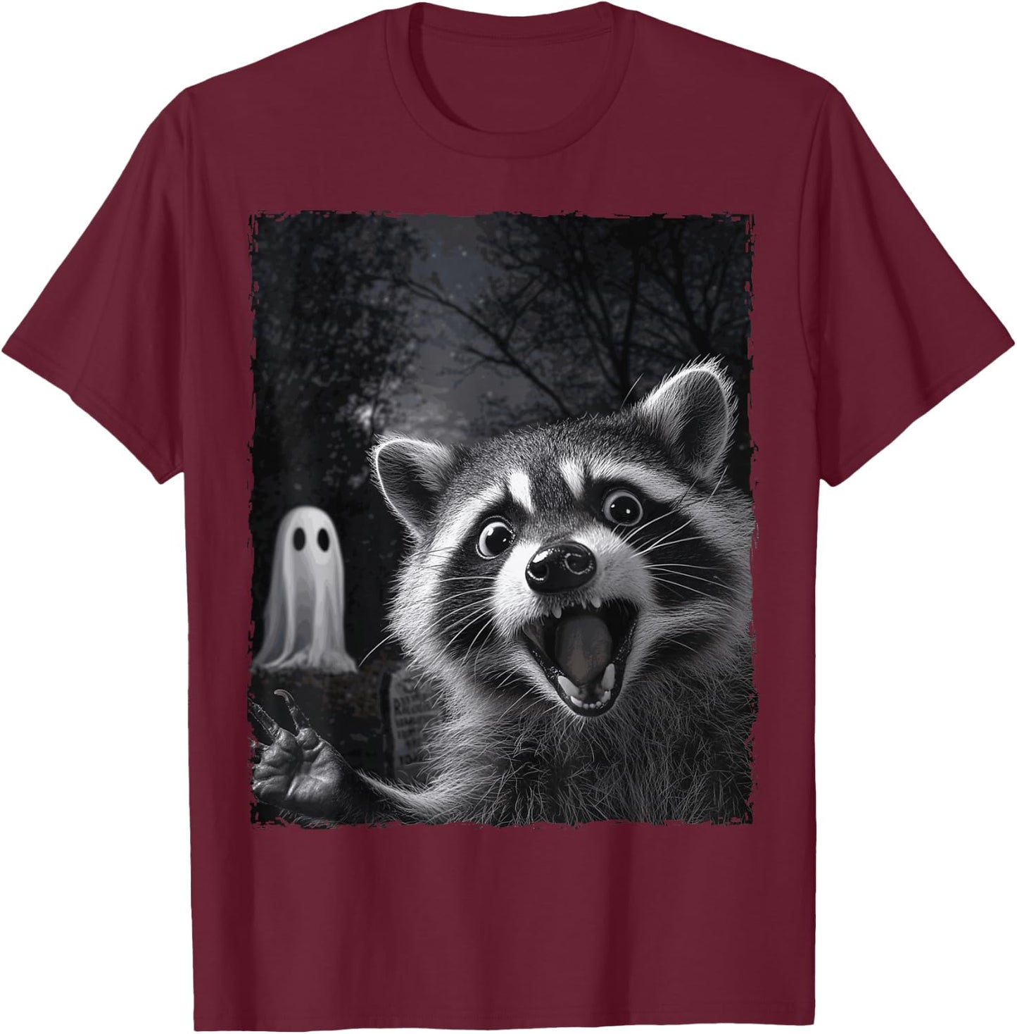 Funny Raccoon Halloween T-Shirt - T-Shirt | Maroon