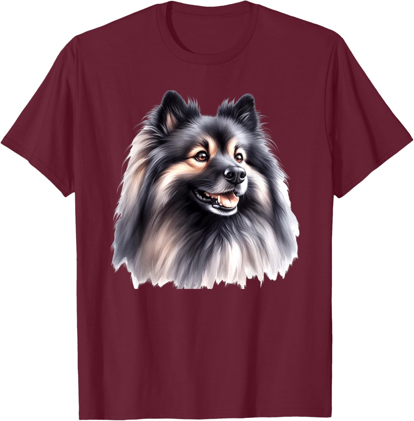 Keeshond Dog Puppy Portrait T-Shirt - T-Shirt | Maroon