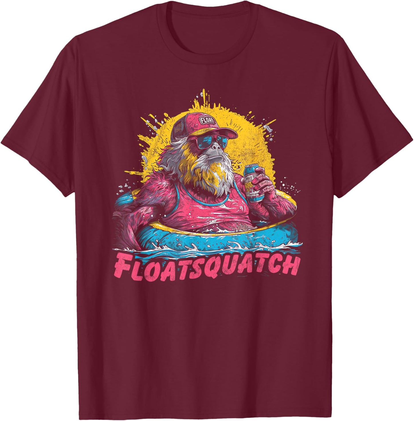 Funny Bigfoot or Sasquatch Summer Float Trip River Tubing Women T-Shirt - T-Shirt | Maroon