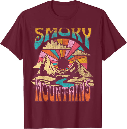 Smoky Mountains Tennessee Nature Hiking Mountains Outdoors T-Shirt - T-Shirt | Maroon