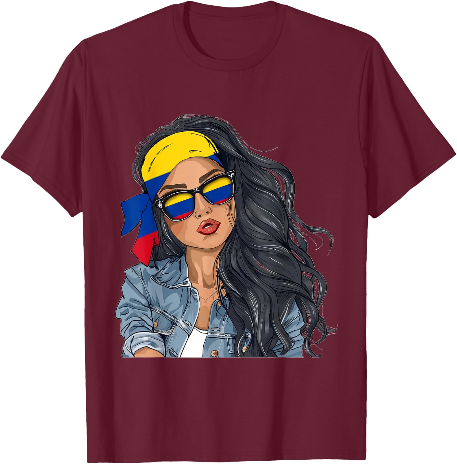 Colombianas Woman Products Flag Uniform Souvenirs Colombia T-Shirt - T-Shirt | Maroon