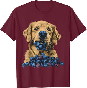 Blueberry Dog Artwork Blueberry Fruit Cute Dog Drawing T-Shirt - T-Shirt | Maroon