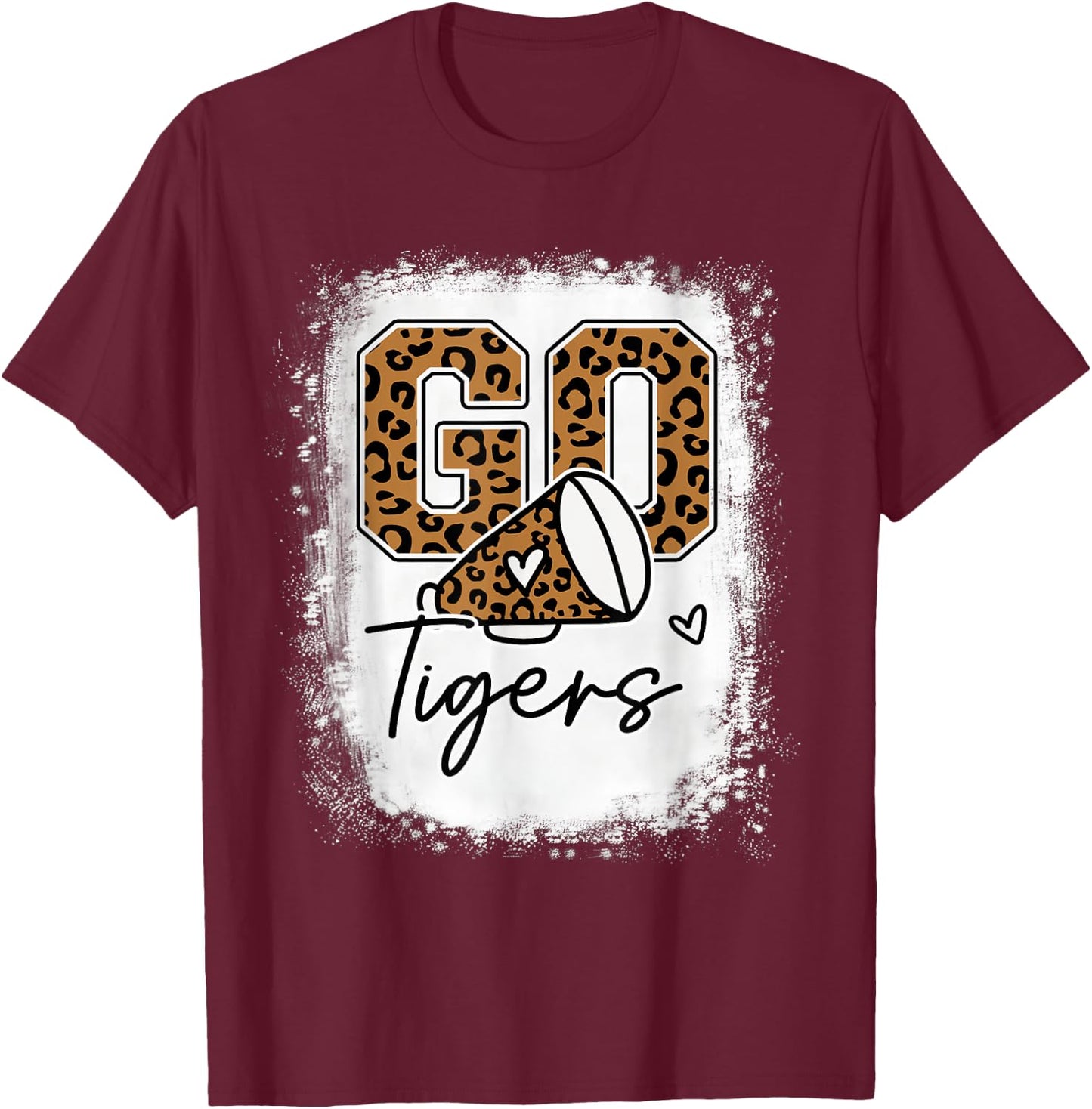 Go Cheer Tigers School Sports Fan Spirits Mascot Leopard T-Shirt - T-Shirt | Maroon
