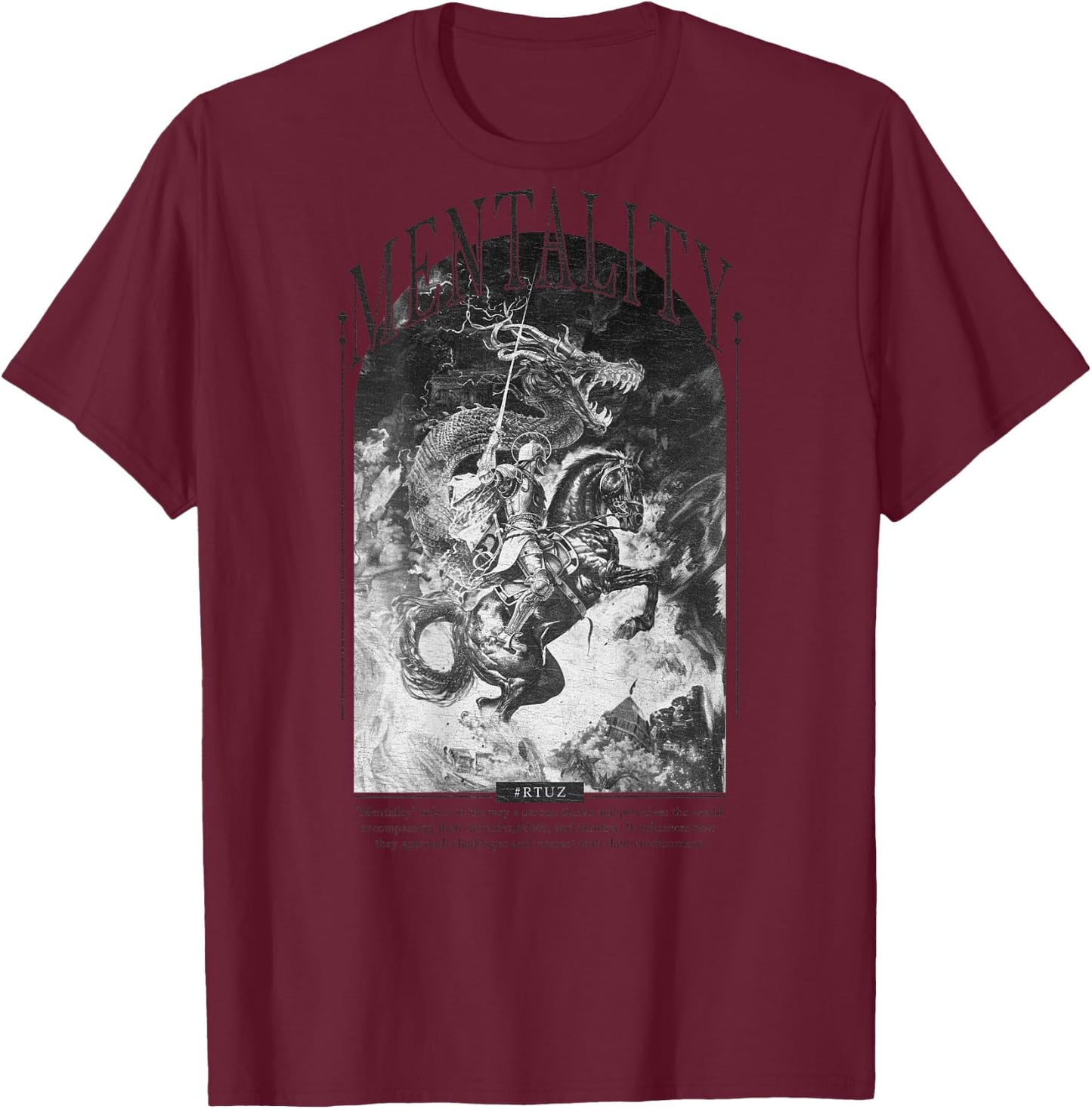 Hip Hop Vintage Hipster Edgy Urban Y2K Back Print Streetwear T-Shirt - T-Shirt | Maroon