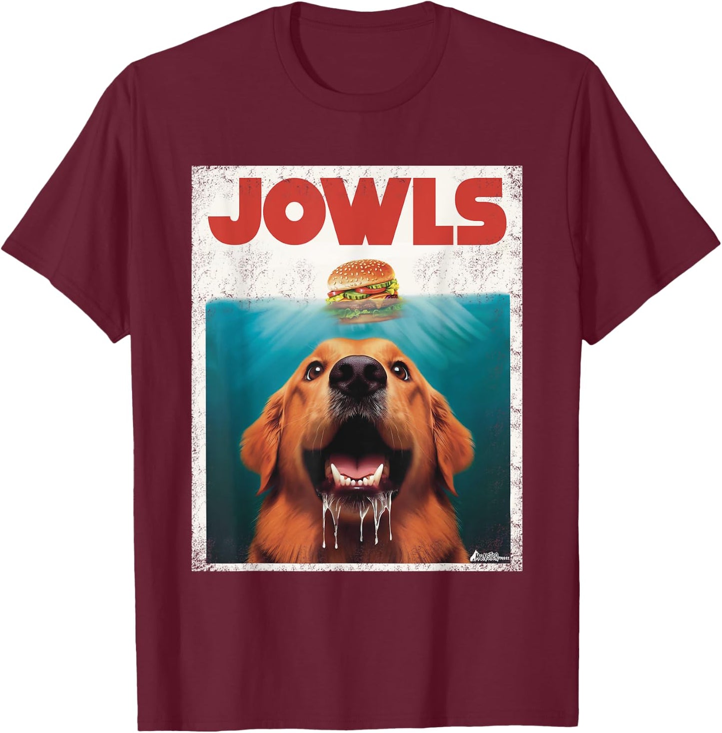 Funny Golden Retriever Rusty Goldie Jowls, Burger Dog Mom T-Shirt - T-Shirt | Maroon