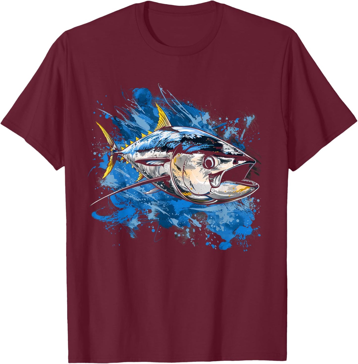 Yellowfin Tuna Fishing Big Game Fisherman T-Shirt - T-Shirt | Maroon