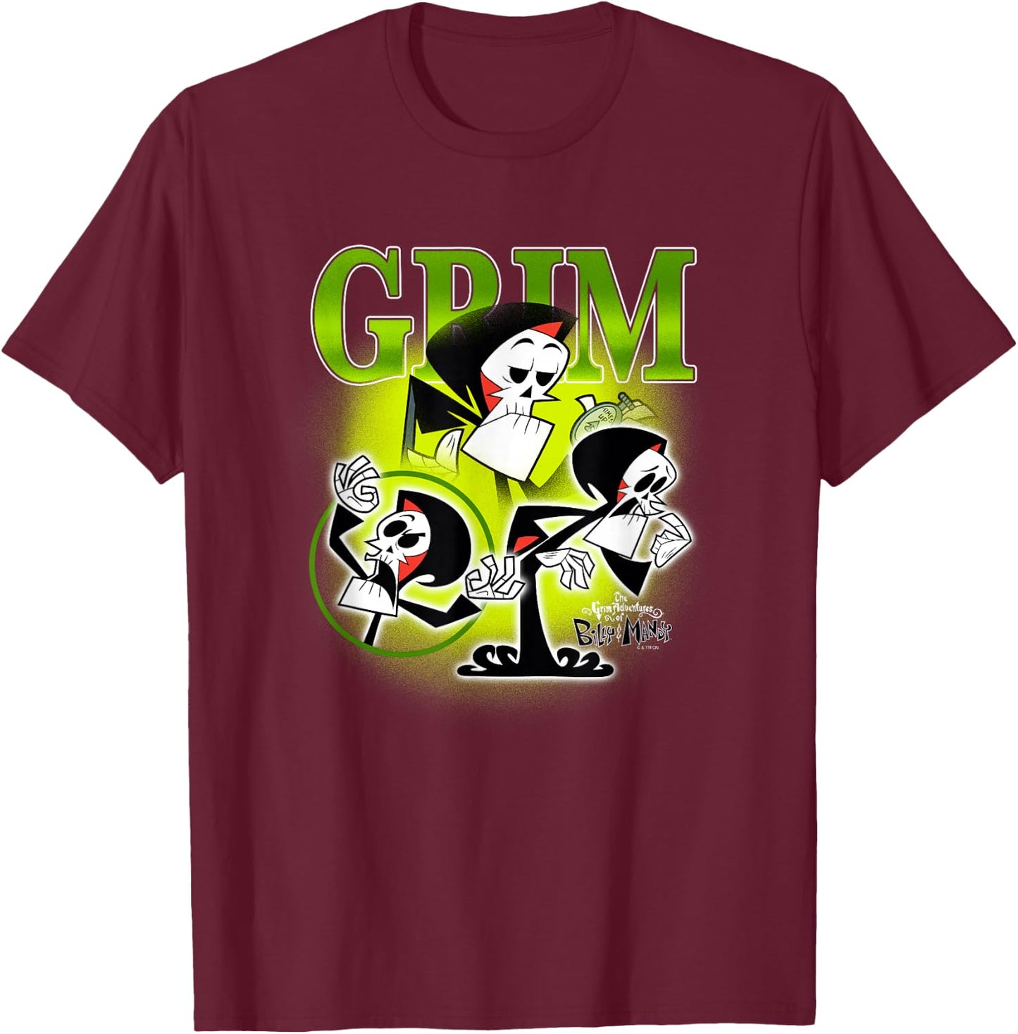 The Grim Adventures of Billy and Mandy Grim Retro Montage T-Shirt - T-Shirt | Maroon