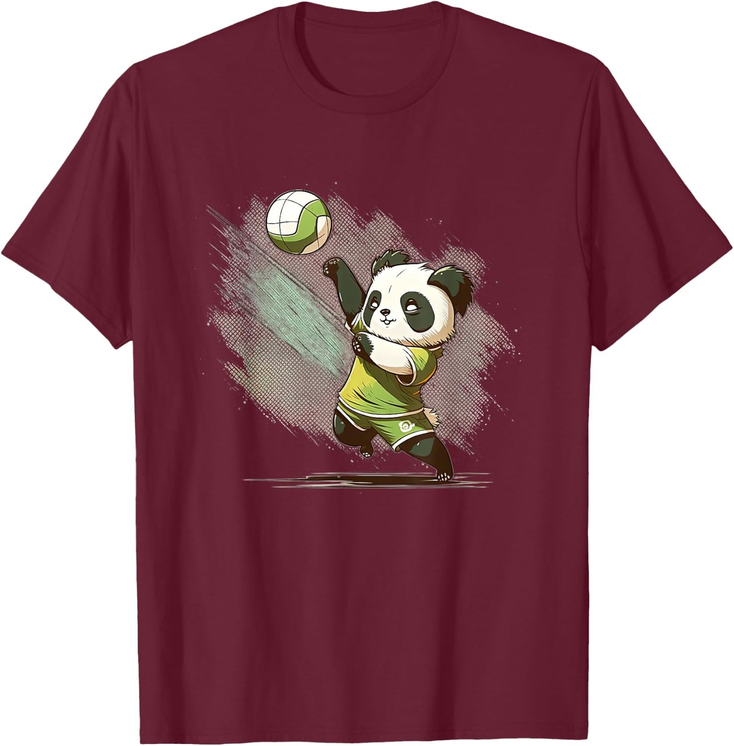 Volleyball Team Panda - Panda Playing Volleyball T-Shirt - T-Shirt | Maroon