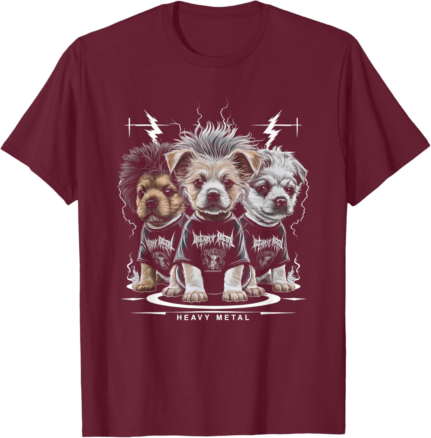 Puppy Heavy Metal Band - Funny Cute Puppy Dog Breed Lover Men Women Kids T-Shirt - T-Shirt | Maroon