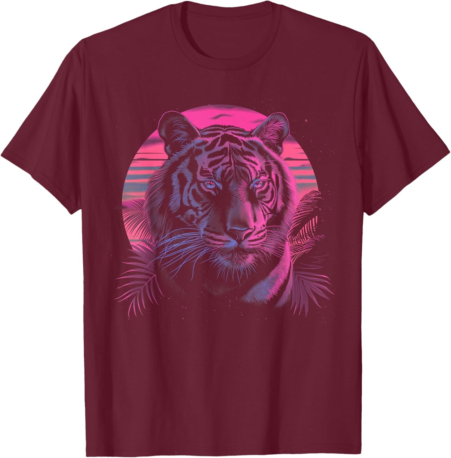Tiger Vaporwave Aesthetic Vintage Synthwave 80s 90s Retro T-Shirt - T-Shirt | Maroon