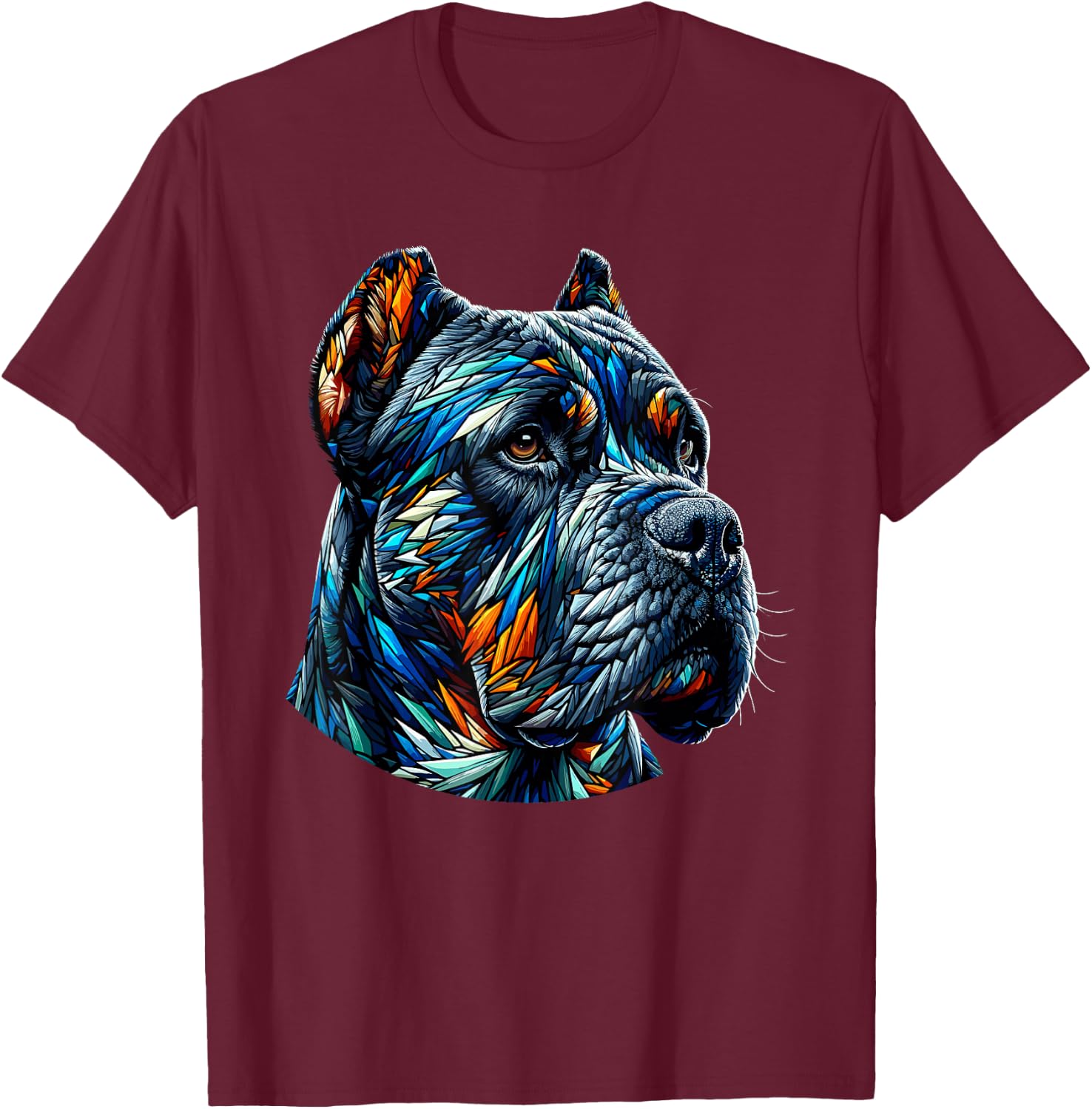 Laroli Aesthetic Art Polygon Art Cane Corso Italian Mastiff -Adult - Black - Small - Short Sleeve T-Shirt - T-Shirt | Maroon