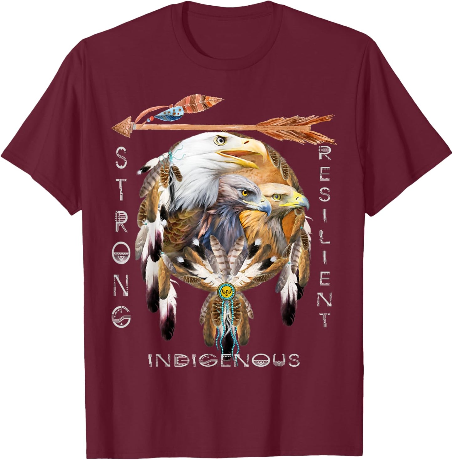 Native American Indian Tribal Art T-Shirt - T-Shirt | Maroon