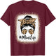 MiMi Life Bleached Leopard Messy Bun Mother's day T-Shirt - T-Shirt | Maroon
