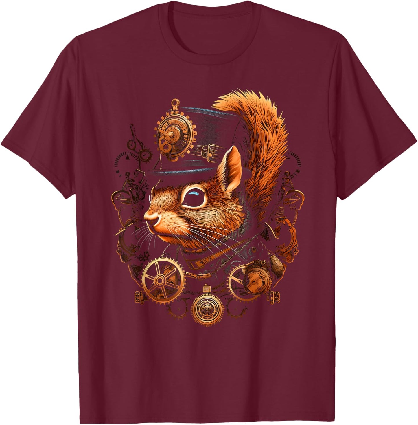 Squirrel Steam Punk Funny Animal Steampunk Squirrel Lover T-Shirt - T-Shirt | Maroon