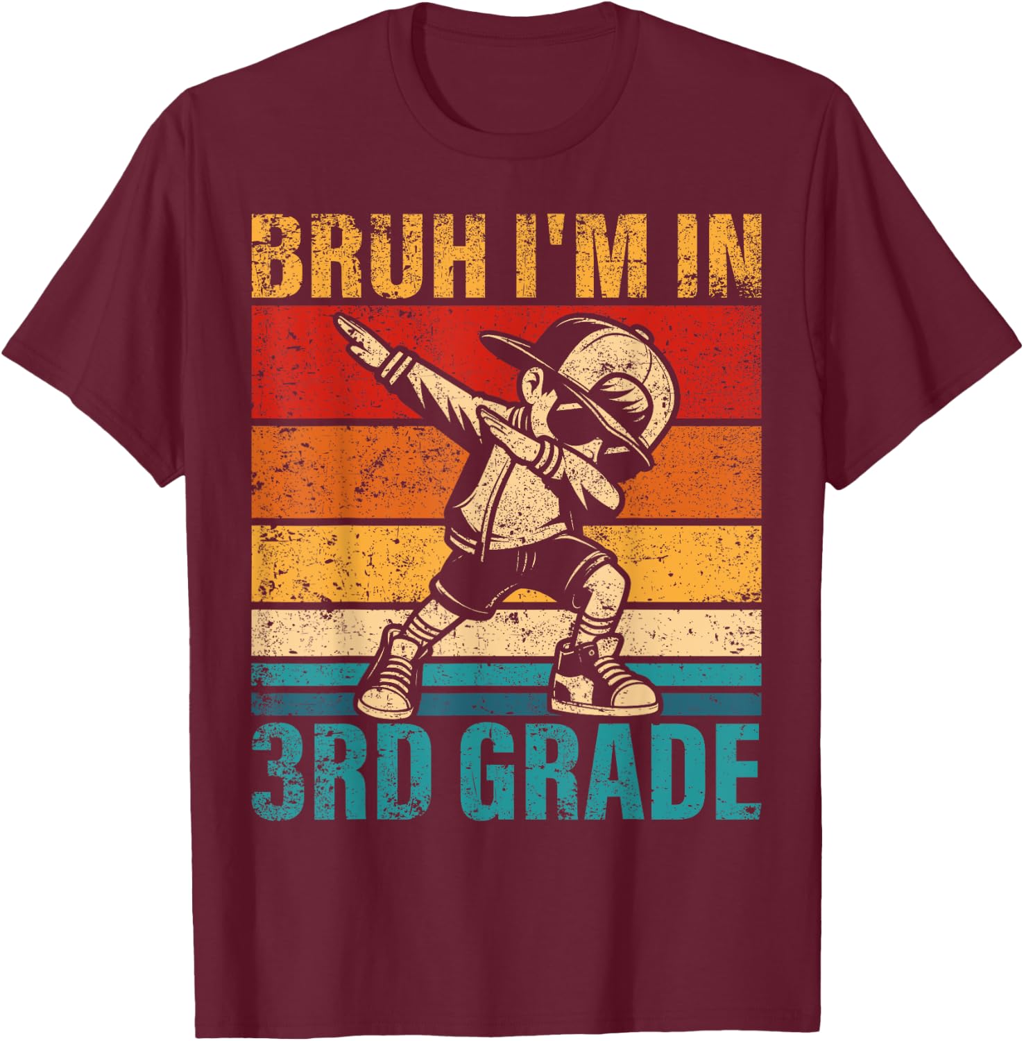 Third Grade Dabbing Boy Bruh i'm in 3rd Grade Student T-Shirt - T-Shirt | Maroon