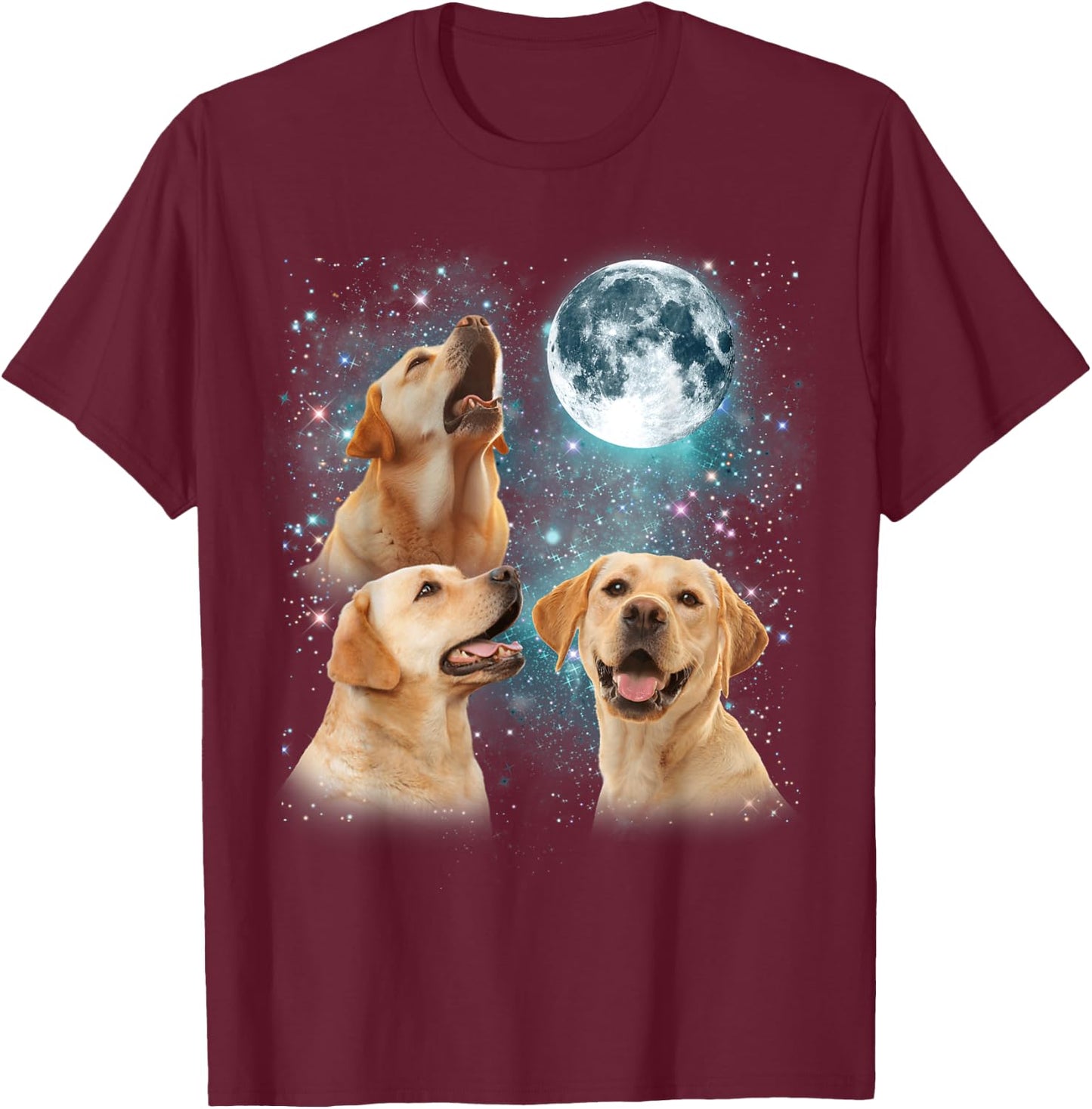 3 Labrador Moon Howling Lab Head Funny Gifts Women T-Shirt - T-Shirt | Maroon