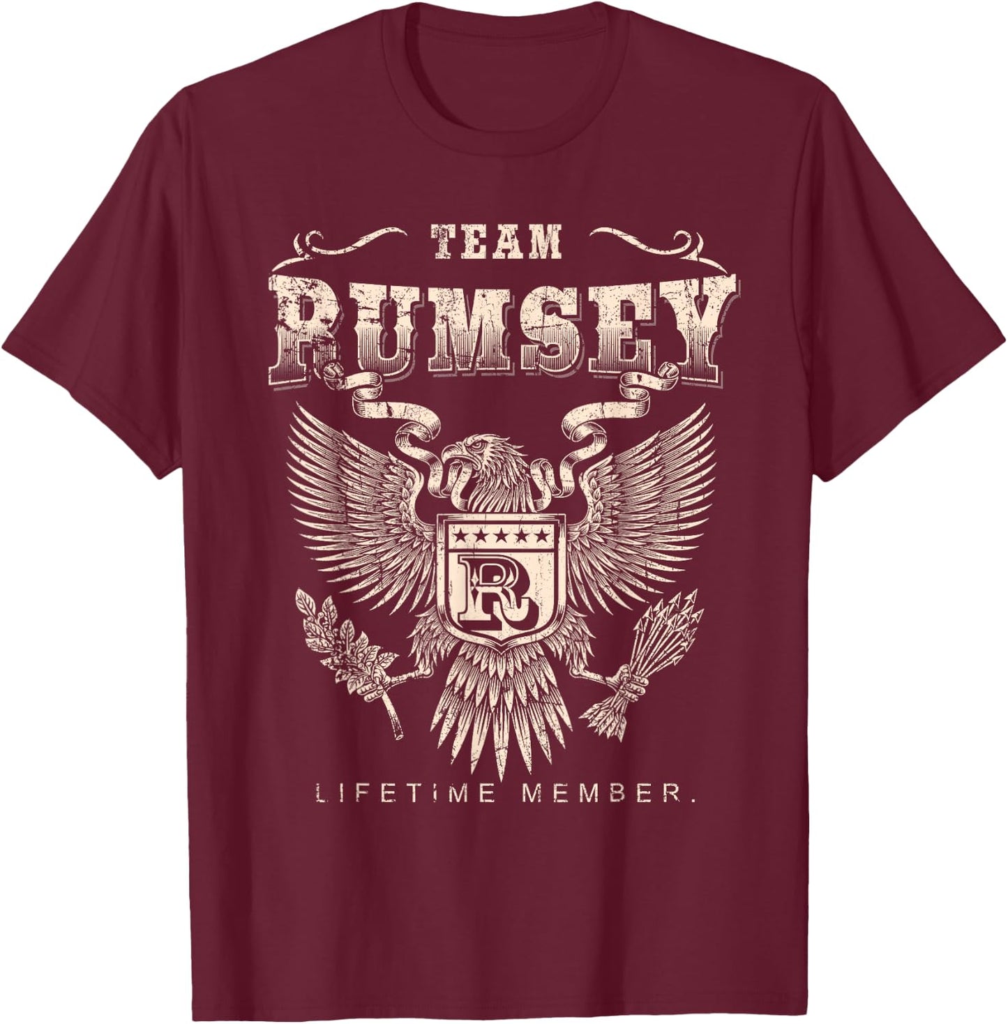 Team RUMSEY Family Name Lifetime Member T-Shirt - T-Shirt | Maroon