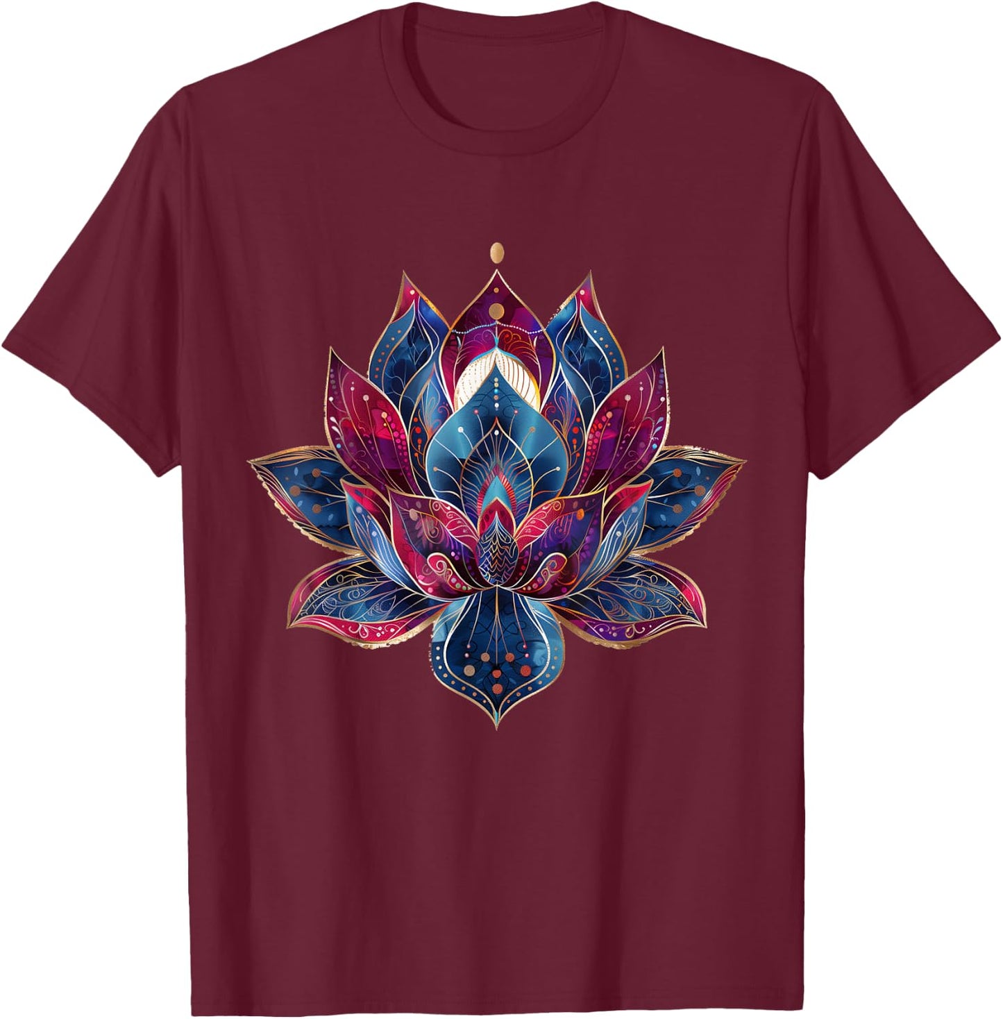Lotus Flower Vintage Japanese Zen Buddhist Buddhism Yoga T-Shirt - T-Shirt | Maroon