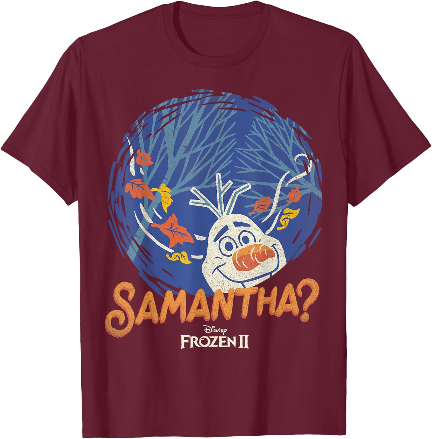 Disney Frozen 2 Olaf Samantha Circle Portrait T-Shirt - T-Shirt | Maroon