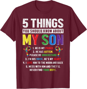 Autism Awareness Support Autistic Child Son Kids for Mom Dad T-Shirt - T-Shirt | Maroon