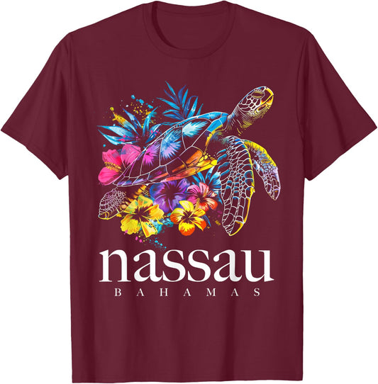 Nassau Bahamas Sea Turtle Diving Surfer Souvenir T-Shirt - T-Shirt | Maroon