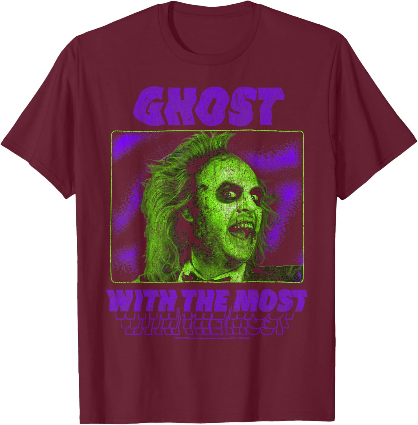 Beetlejuice Ghost With The Most Neon Poster T-Shirt - T-Shirt | Maroon