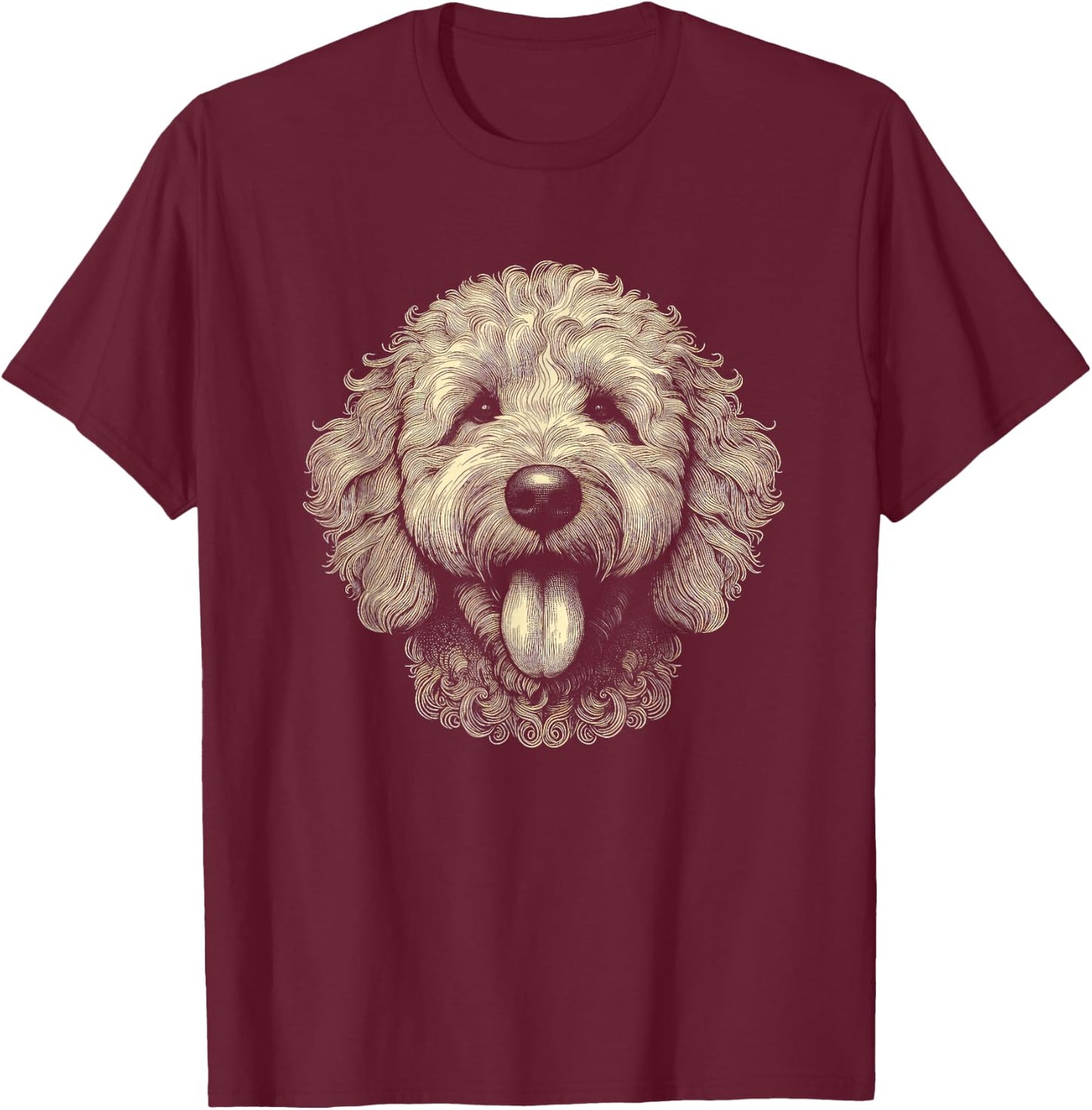 Goldendoodle Dog Face Art Design T-Shirt - T-Shirt | Maroon