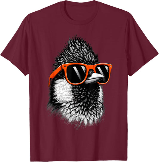 Cool Oriole Bird Wearing Sunglasses Graphic Art T-Shirt - T-Shirt | Maroon
