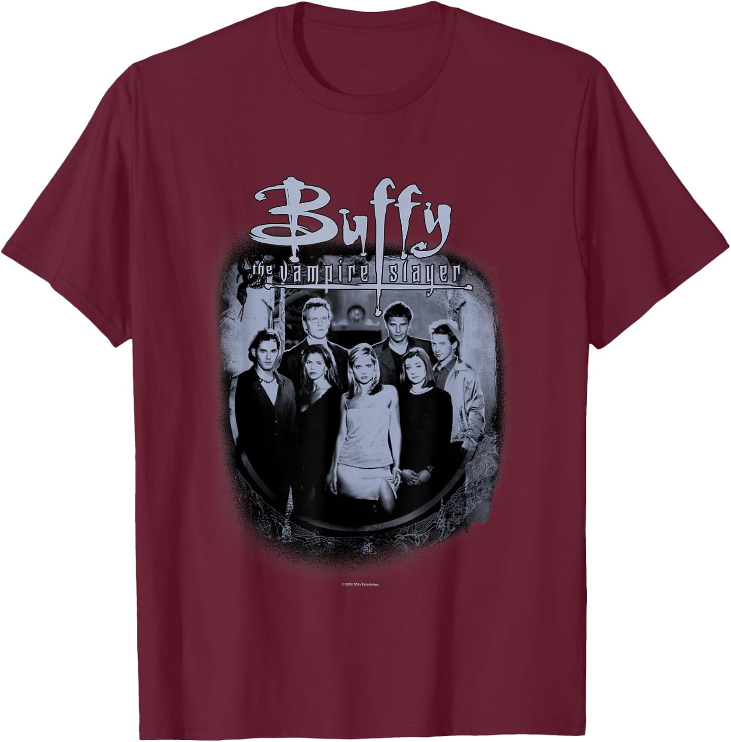 Buffy The Vampire Slayer Distressed Vintage Scooby Gang T-Shirt - T-Shirt | Maroon