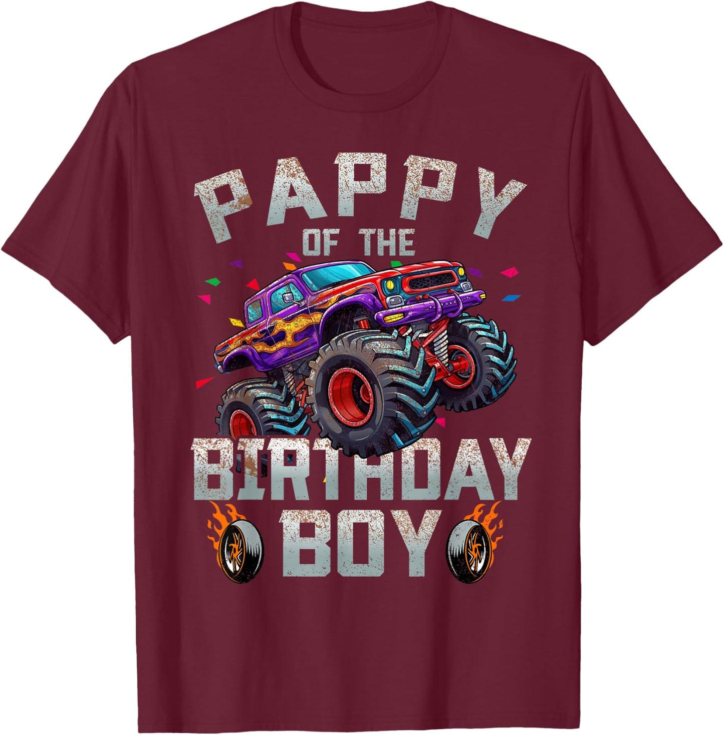 Pappy Of The Birthday Boy Monster Truck Family T-Shirt - T-Shirt | Maroon