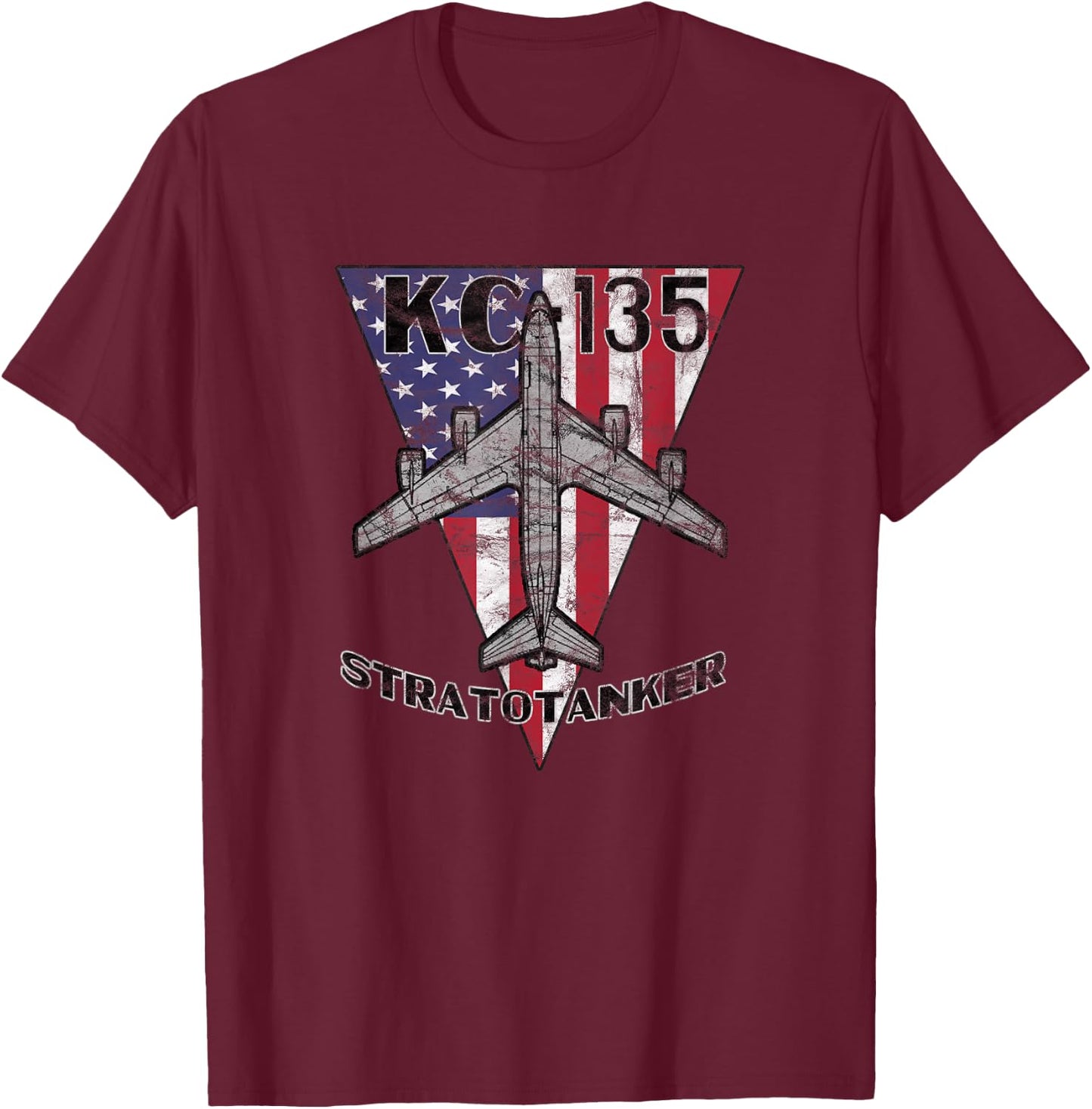 KC-135 Stratotanker Military Tanker Airplane Vintage T-Shirt - T-Shirt | Maroon
