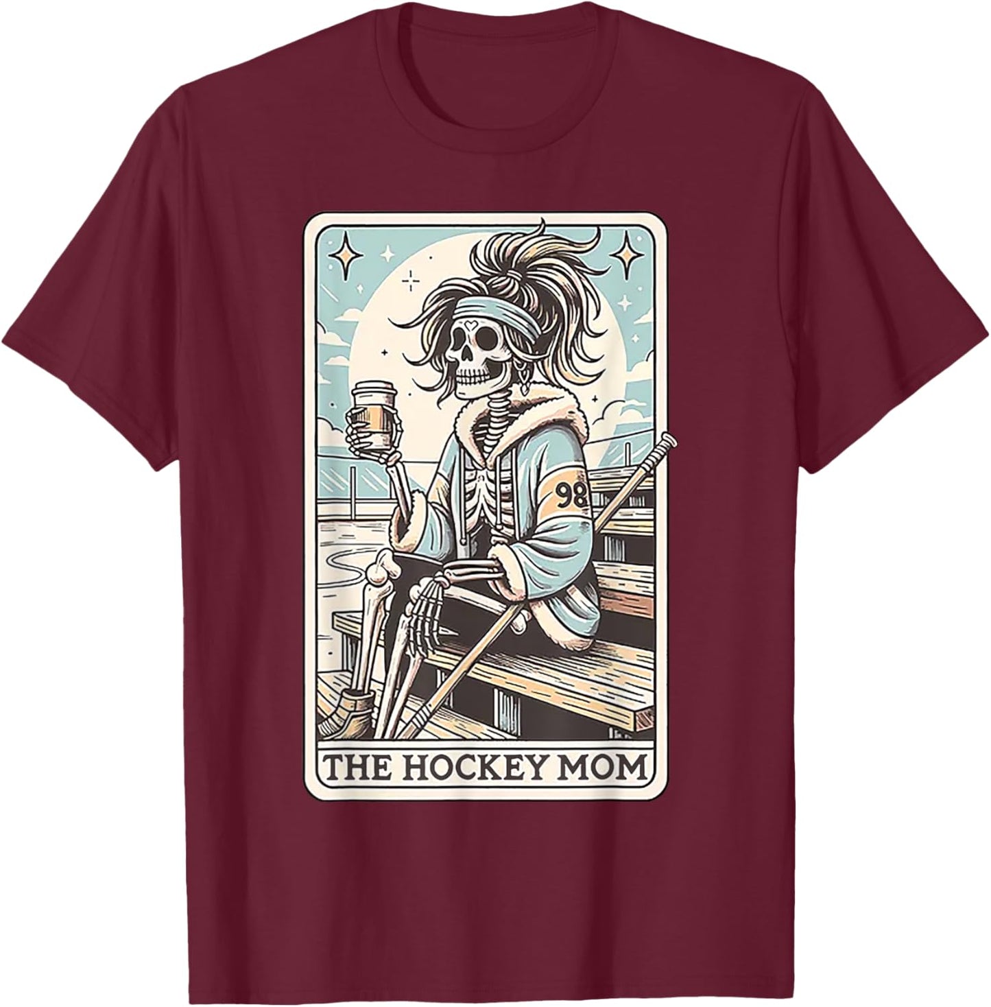 Hockey Mom Funny Skeleton Card T-Shirt - T-Shirt | Maroon