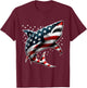Shark American Flag USA 4th of July Funny Boys Girls Kids T-Shirt - T-Shirt | Maroon