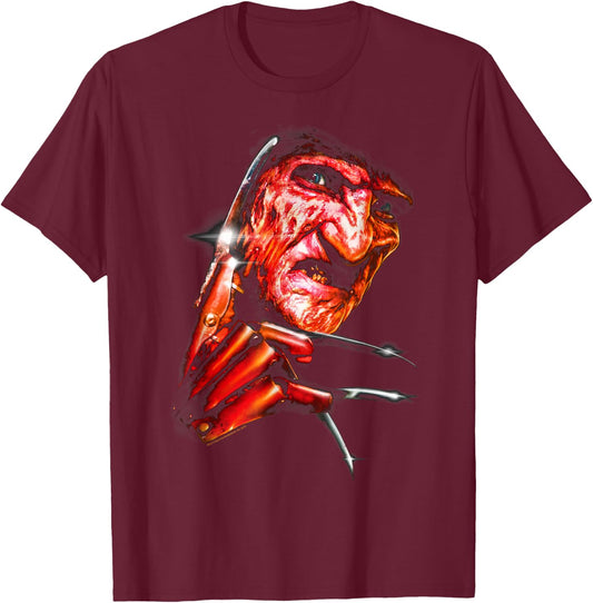 A Nightmare on Elm Street Freddy's Face T-Shirt - T-Shirt | Maroon