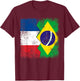 France Brazil Flags | Half Brazilian French Roots Brasil T-Shirt - T-Shirt | Maroon
