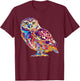 Burrowing Owl Psychedelic T-Shirt - T-Shirt | Maroon