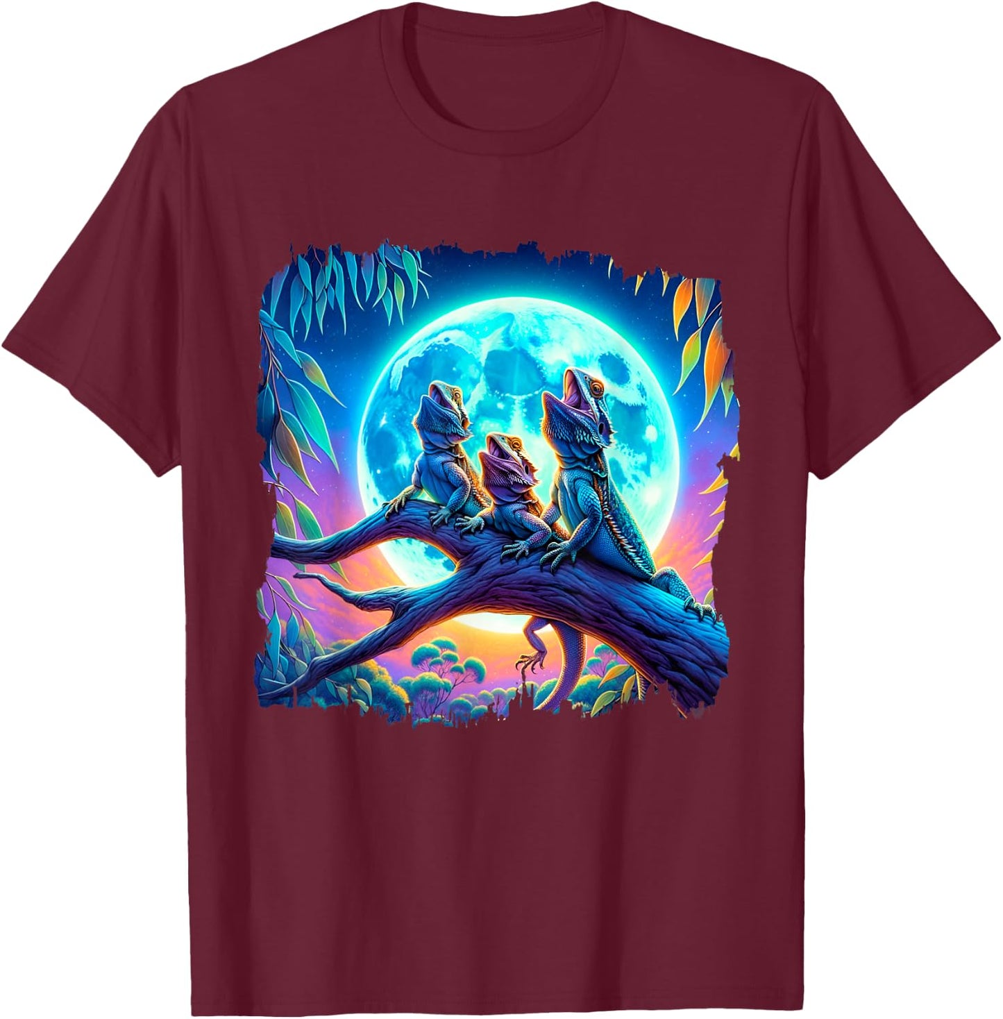 Bearded Dragons Howl At Moon Bearded Dragons Owner T-Shirt - T-Shirt | Maroon