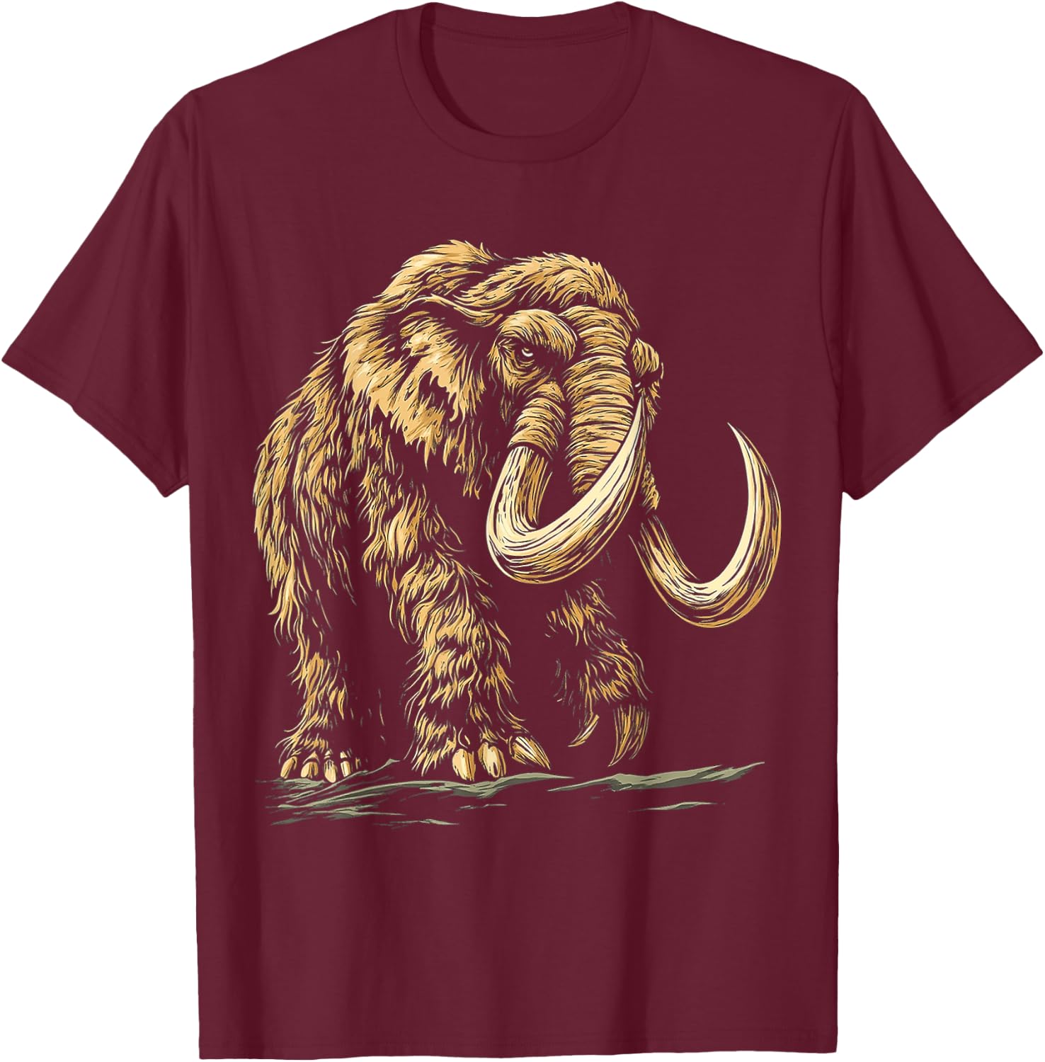 Mammoth Mythical Motif Fantasy Artwork Mammoth T-Shirt - T-Shirt | Maroon