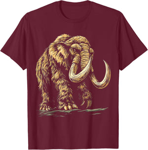 Mammoth Mythical Motif Fantasy Artwork Mammoth T-Shirt - T-Shirt | Maroon