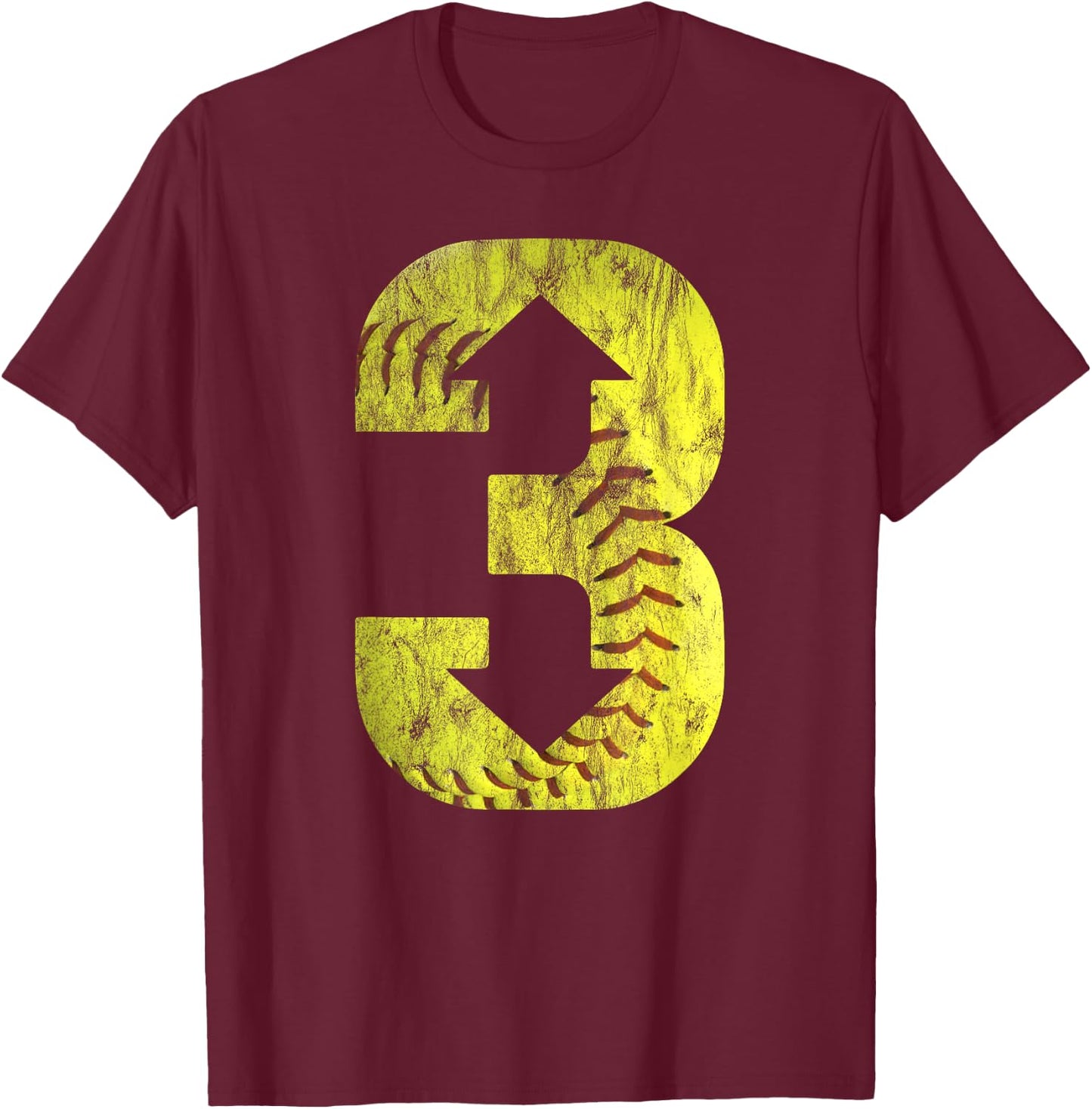 3 Up 3 Down | Three Up Three Down Softball Distressed T-Shirt - T-Shirt | Maroon